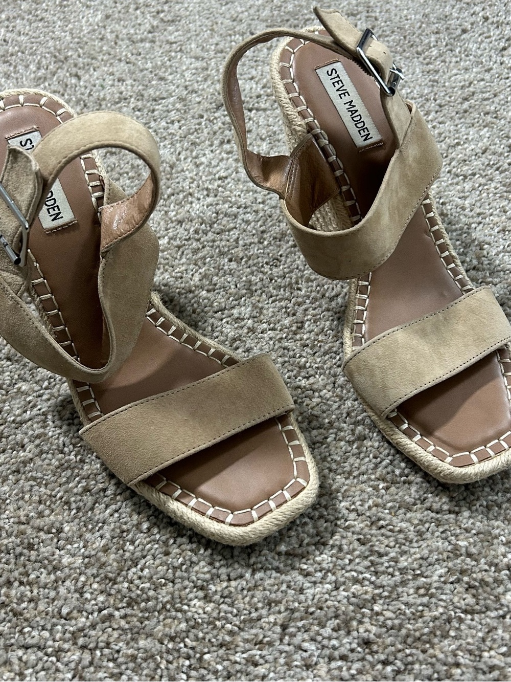Steve Madden Tan Suede Wedge Espadrille Sandals